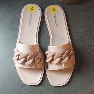 NIB Steve Madden Women's Cream Slide Jelly Sandals Size 9